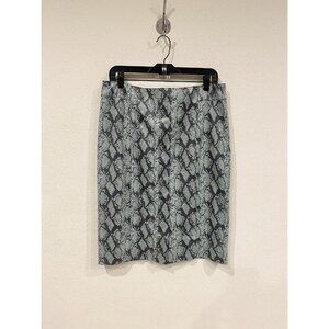 Carlisle Skirt Womens 12 Green Black Snakeskin Print Pencil Career Slit